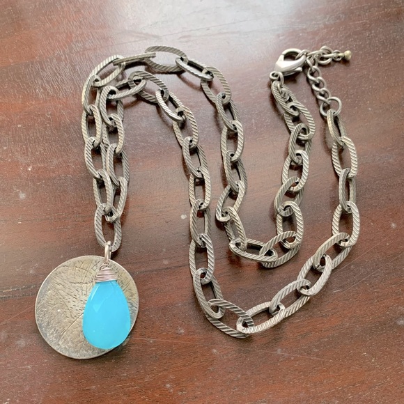 American Eagle Brass Medallion Long Chain Necklace